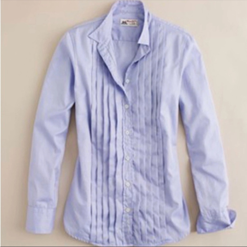 J. Crew x Thomas Mason Tuxedo Shirt, 100% Cotton, Blue/White Stripe